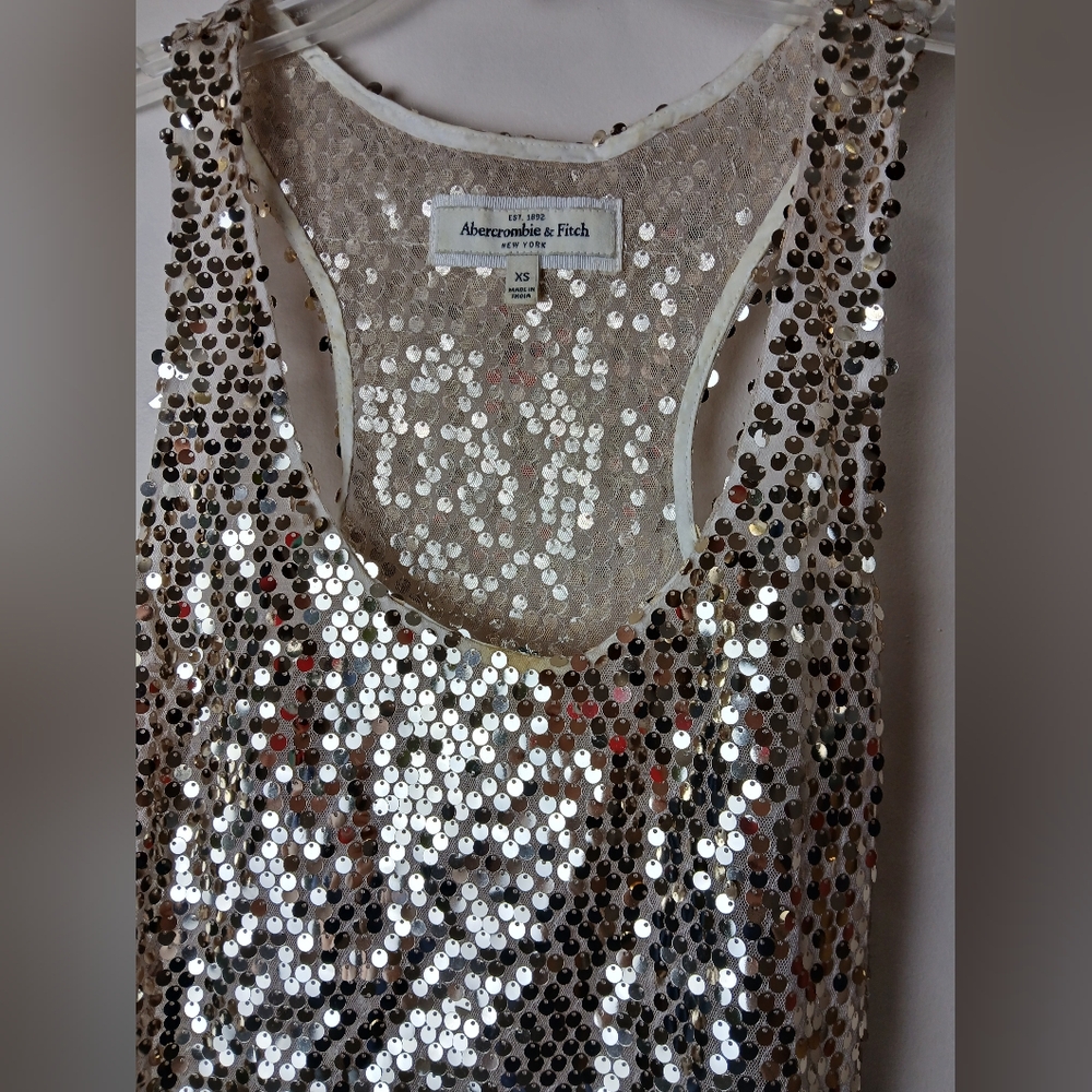 Abercrombie and Fitch Sheer Gold Sequin Sleeveless Top XS New Years Party - Picture 3 of 6